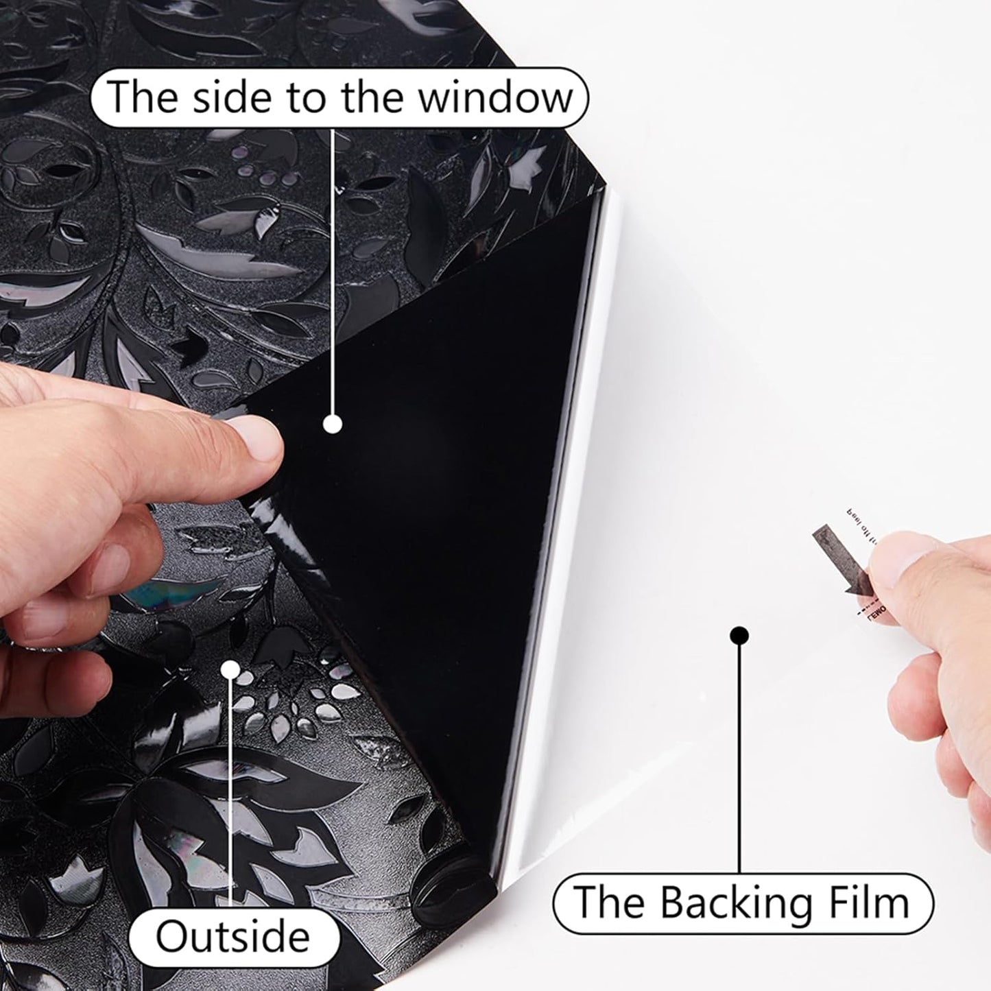 LEMON CLOUD Window Film, Decorative Window Privacy Film, Window Film Privacy Static Cling Frosted, Anti-UV Sun Blocker Heat Control for Home(Grayish Black, 17.5 x 78.7 inches)