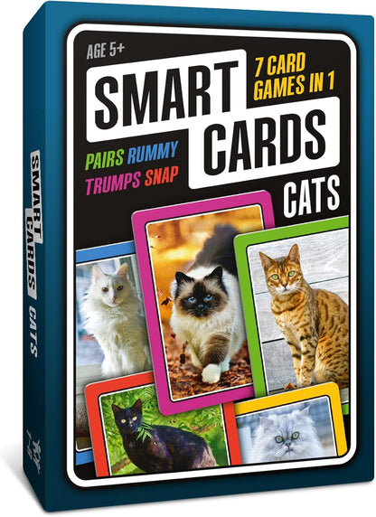 SMART CARDS DINOSAURS Card Game - Matching Pairs, Snap, Trumps, Rummy, Happy Families (7 Games To Play) | Travel Game, Gift, Stocking Stuffer | for Adults, Kids, Boys, Girls | Age 5+, 1-8 Players