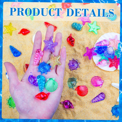 180 Pcs Sensory Bin Filler Include 100 Plastic Gemstones & 80 Fake Seashells for Kids, Pirate Treasure and Mermaid Pool Play, Ocean Themed Party (1"-1.2")