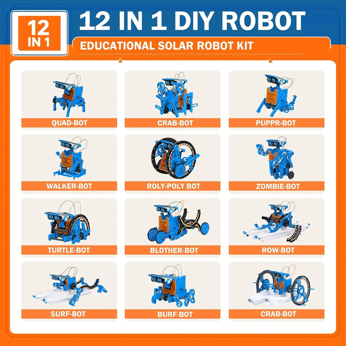 AESGOGO STEM Projects for Kids Ages 8-12, Solar Robot Science Building Kits, Birthday Gifts for 8 9 10 11 12-16 Year Old Boys Girls Teens, Robotics Powered by Sun or Battery(Not Include).