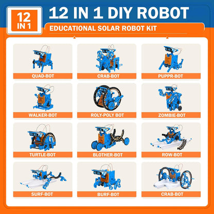 AESGOGO STEM Projects for Kids Ages 8-12, Solar Robot Science Building Kits, Birthday Gifts for 8 9 10 11 12-16 Year Old Boys Girls Teens, Robotics Powered by Sun or Battery(Not Include).
