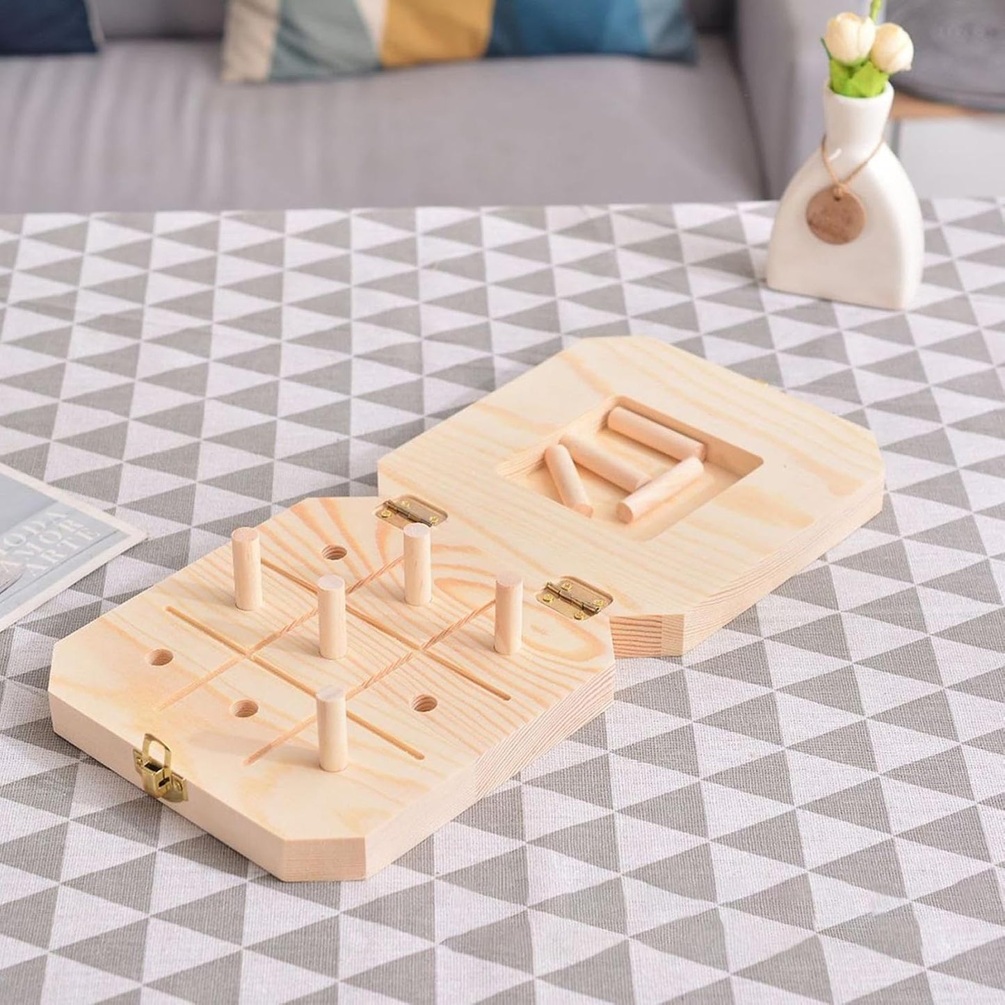 Peg Board for Kids | 9-Hole Fine Motor Skills Booster - Wooden Pegboard for Recovery,for Adults Family Elderly Women Birthday Airplane Camping Dorm Classroom