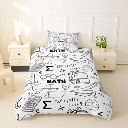 Erosebridal Chemistry Lab Bedding Set Twin Size Chemical Equation Duvet Cover for Boys Girls Chemical Elements Science Theme Comforter Cover Teens Kids Science Students Bedding School Dorm Room Decor