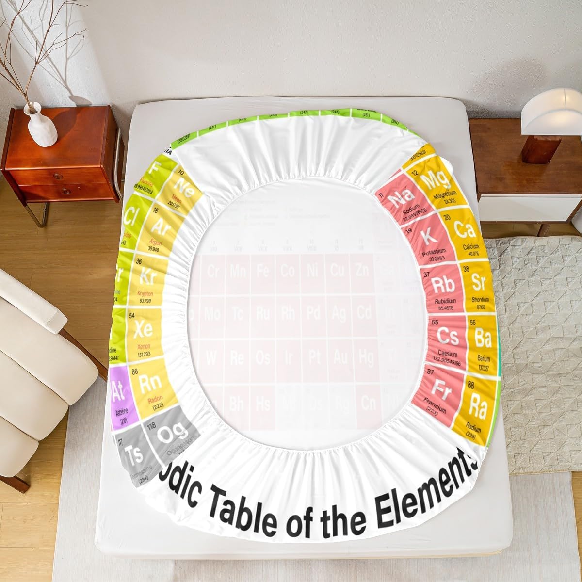 Kids Periodic Table of Elements Bed Sheet Set Educational Fitted Sheet for Kids Boys Girls Teens Study Bedding Set Chemistry Bed Cover 2Pcs Twin Size