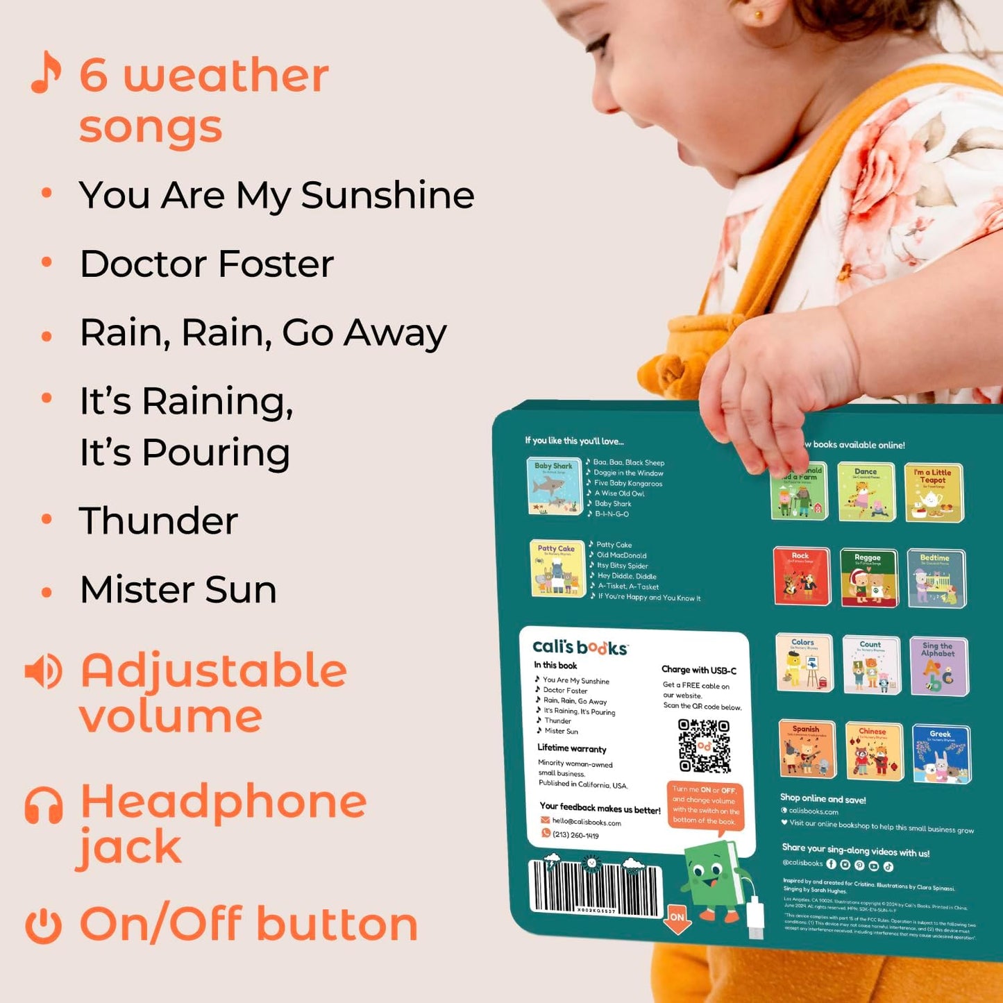 Cali's Books Old MacDonald Had a Farm Music Book for Toddlers 1-3 Years Old - Nursery Rhymes Musical Books, Interactive Baby Sound Book, Singing Toy for Children Girls, Learning Song Toys Toddler Boys