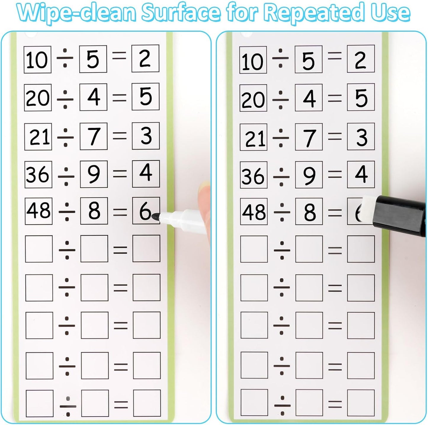 PEASUG Multiplication and Division Flash Cards 30 Pcs, 0-12 Math Flash Cards with 4 Dry Erase Pens 2 Rings, Educational Time Table Flash Cards for 1st-3rd Graders Multiplication Game