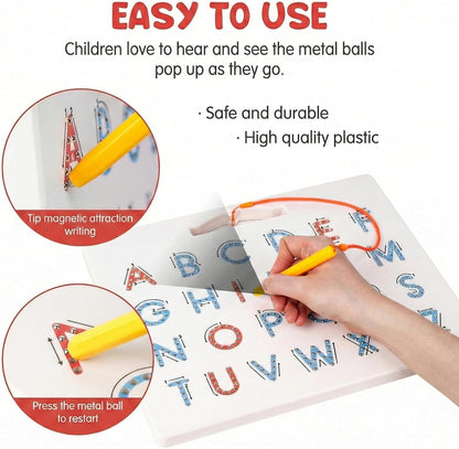 LovesTown Magnetic Alphabet Tracing Board, Double Sided Magnetic Letter Board for Kids Preschool Educational Learning Toys for Toddlers