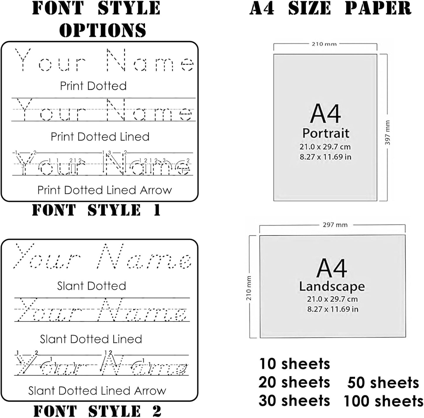 Personalized Name Tracing A4 Acrylic Board Custom Name Writing Practice for Boys Girls Handwriting Tracing Dry Erase Board for Preschooler