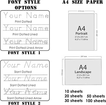 Personalized Name Tracing A4 Acrylic Board Custom Name Writing Practice for Boys Girls Handwriting Tracing Dry Erase Board for Preschooler