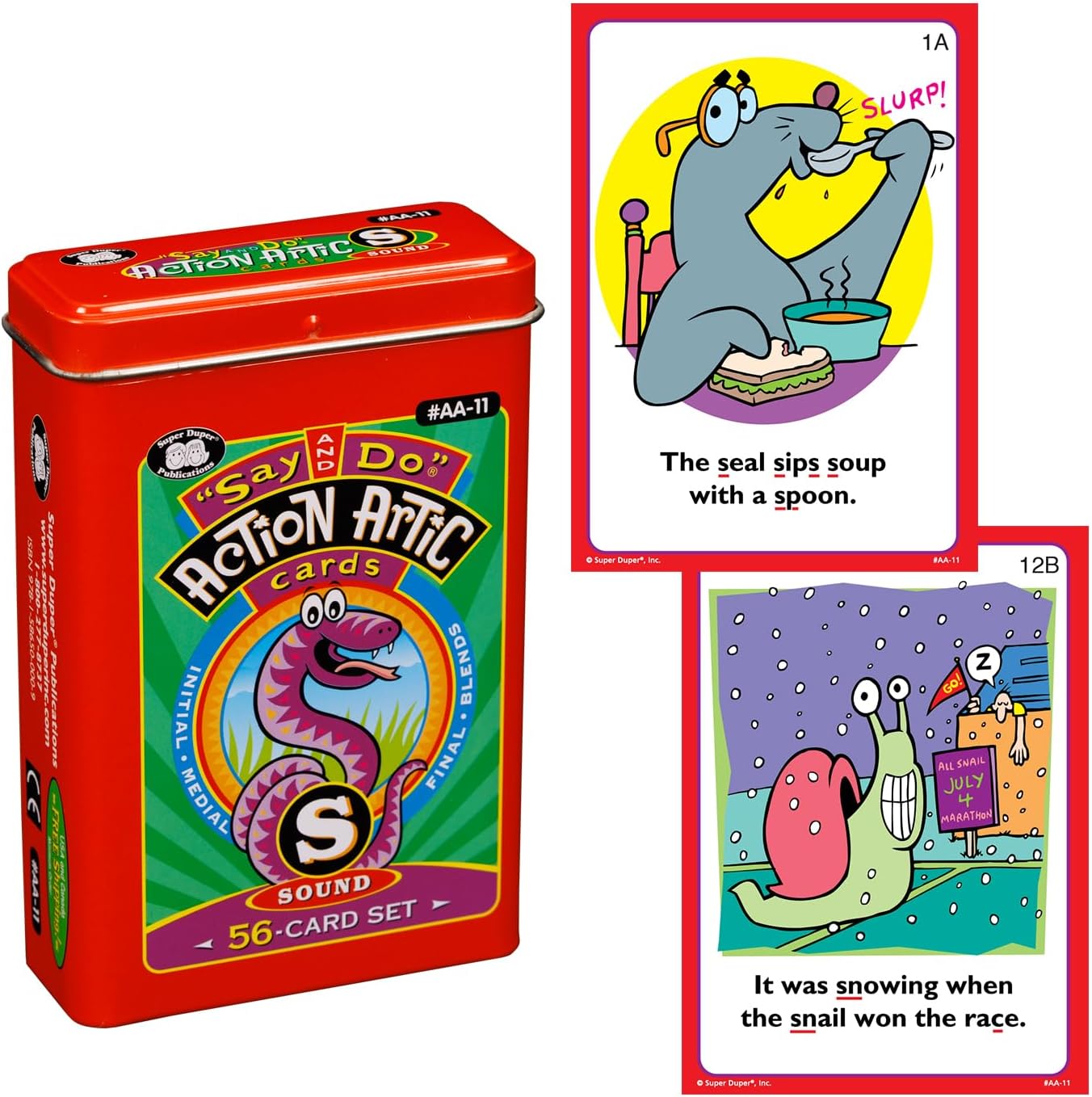 Super Duper Publications | Say and Do® Action Articulation S Sounds Fun Deck | Vocabulary and Language Development Flash Cards | Educational Learning Materials for Children