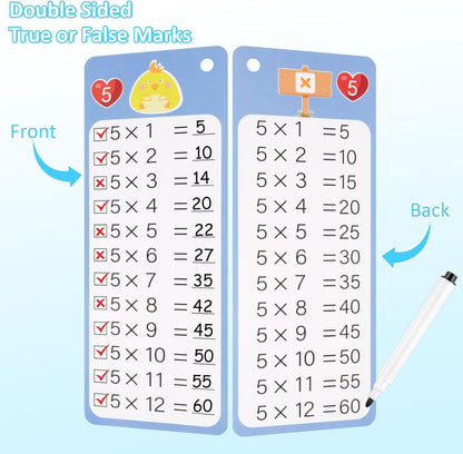 PEASUG Multiplication and Division Flash Cards 30 Pcs, 0-12 Math Flash Cards with 4 Dry Erase Pens 2 Rings, Educational Time Table Flash Cards for 1st-3rd Graders Multiplication Game