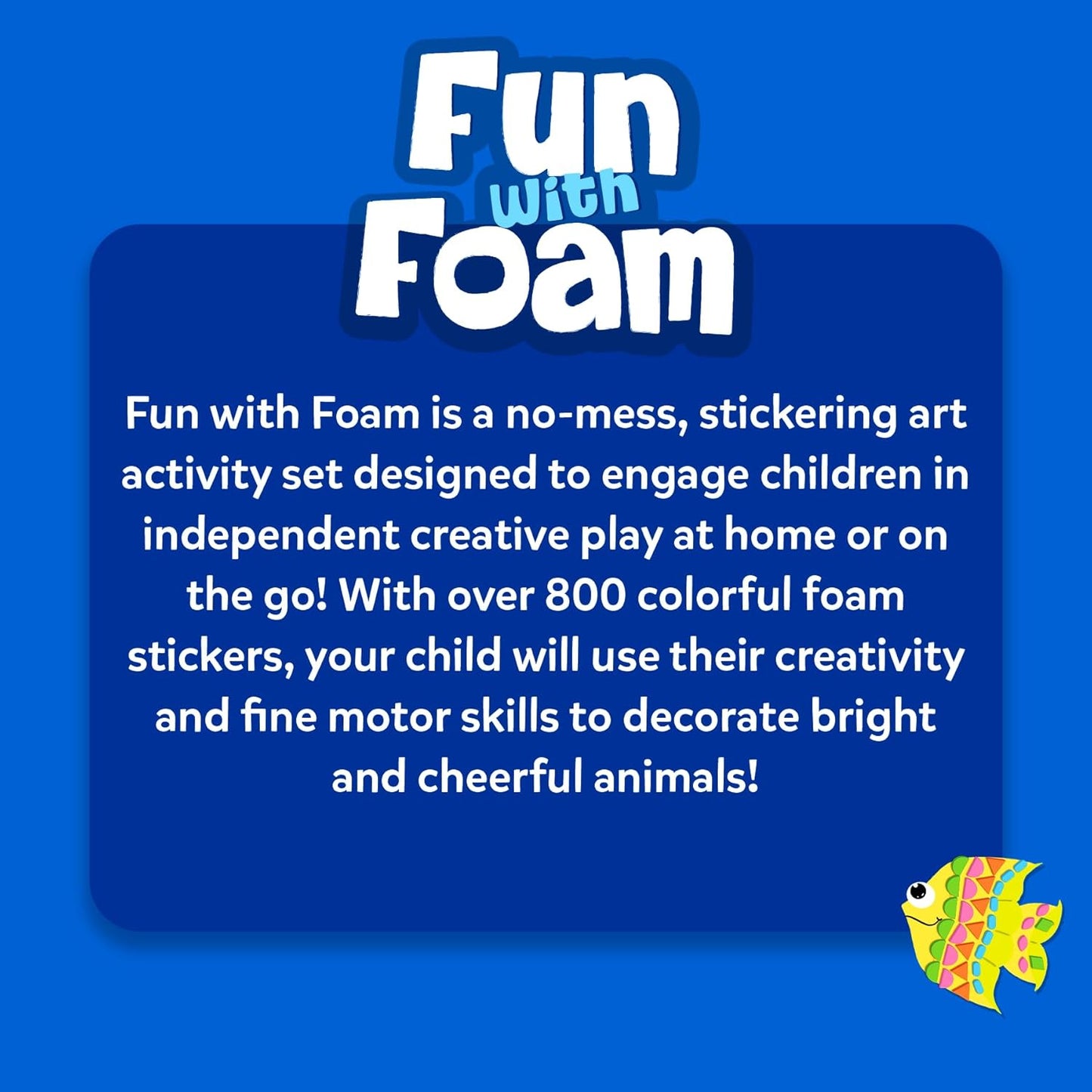 Skillmatics Foam Sticker Art Activity - Animals, Mess-Free Fun for Kids, 800+ 3D Foam Stickers, DIY Felt Craft Kits, Gifts for Boys & Girls Ages 3, 4, 5, 6, 7
