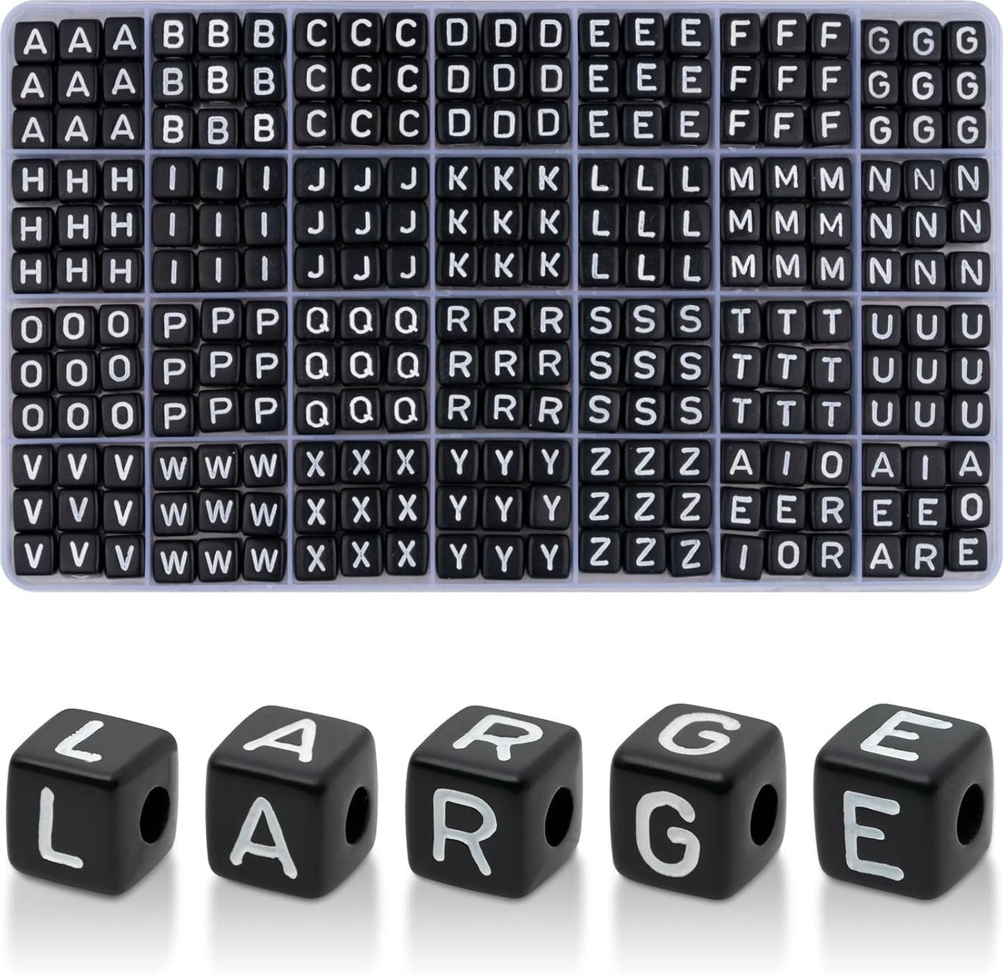 DoDoBeads 1270 Pcs Letter Beads Kit, White and Colorful Square Acrylic Alphabet Beads with Extra Vowels, Numbers & Spacers, Perfect for Friendship Bracelets
