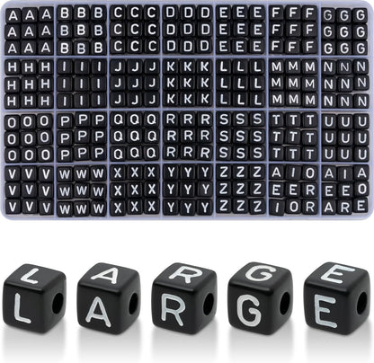 DoDoBeads 1270 Pcs Letter Beads Kit, White and Colorful Square Acrylic Alphabet Beads with Extra Vowels, Numbers & Spacers, Perfect for Friendship Bracelets