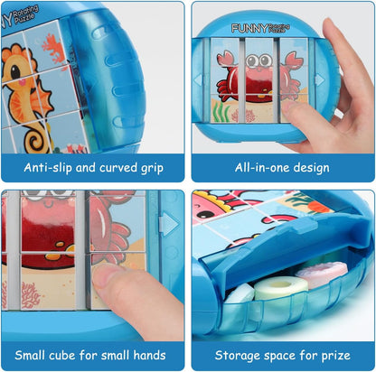 Rotating Puzzle for Kids 3 4 5 6 7 8 Year Old, 4 Puzzles in 1, Toddlers Travel, Car, Airplane, Road Trip Activities, Fine Motor Skills, Fidget, Gift for Boys & Girls Ages 3+ (Dinosaur)