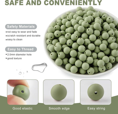 65Pcs 19mm Silicone Beads for Keychain Making Bracelet Necklace, Bulk Round Silicone Beads for Pens（Christmas Green） - Colors B