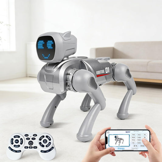 Smart Robot Dog Toy for Kids 6+ | Voice Control, 30+ Actions, Turn Over Flip, STEM APP Programming, Rechargeable Interactive Birthday Gift (iOS & Android Compatible) 30+ Actions & Turn Over (Silver)