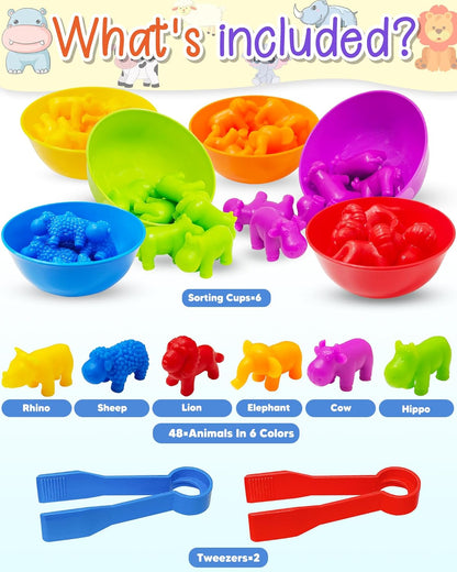 Yetonamr 48 Pcs Counting Dinosaurs Montessori Toys for 3 4 5 Years Old Boys Girls, Toddler Preschool Learning Activities Toy for Kids Ages 3-5, 4-8, Birthday Gifts Sensory Toys