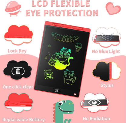 [2 Pack] Genialba LCD Writing Tablet 12-Inch Colorful Doodle Board, Toddler Learning Educational Toys Gifts for 3-8 Years Old Girls and Boys, Electronic Drawing Pad for Kids (Pink&Blue)
