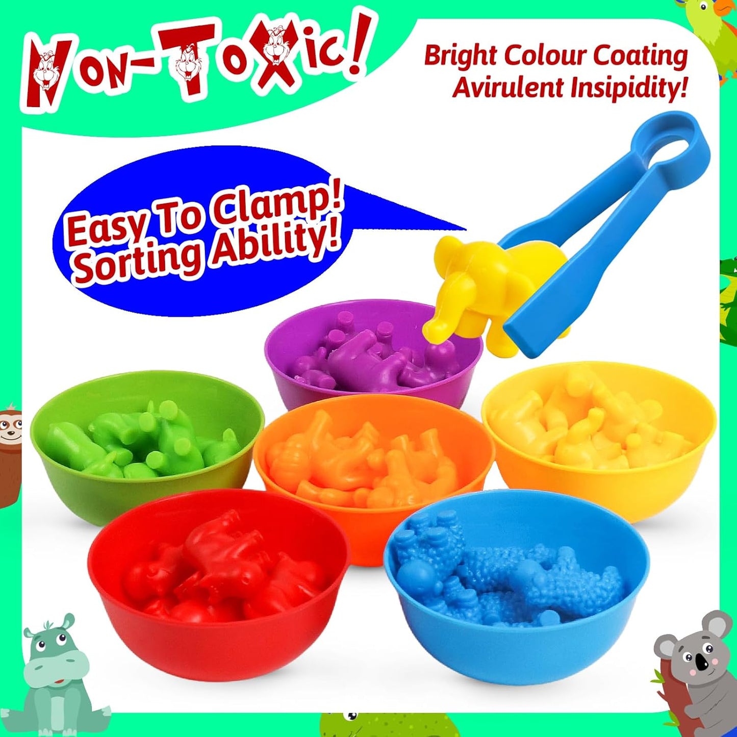 Counting Dinosaurs Toys Matching Games with Sorting Bowls for Kids Toddler Learning Activities Preschool Must Have Manipulatives Montessori Fine Motor Skills Toys Age 3 4 5 Years (Dinosaurs)