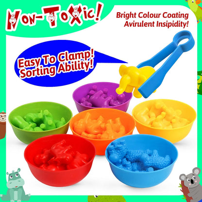 Counting Dinosaurs Toys Matching Games with Sorting Bowls for Kids Toddler Learning Activities Preschool Must Have Manipulatives Montessori Fine Motor Skills Toys Age 3 4 5 Years (Dinosaurs)