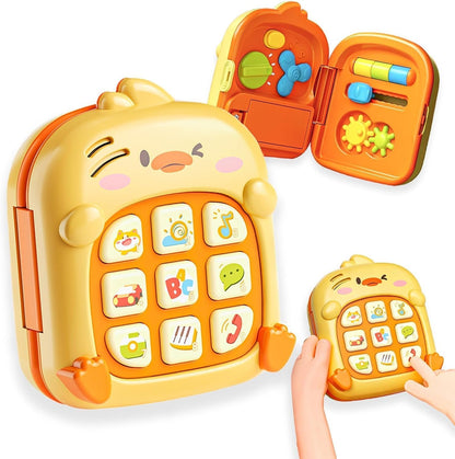 COUOMOXA Duck Baby Music Toy for Toddler: 1-3 Years Old Kids Sensory Busy Board - Montessori Early Educational Toy for 9-12-18 Month Age Travel Game - Christmas Birthday Gift for Boys Girls