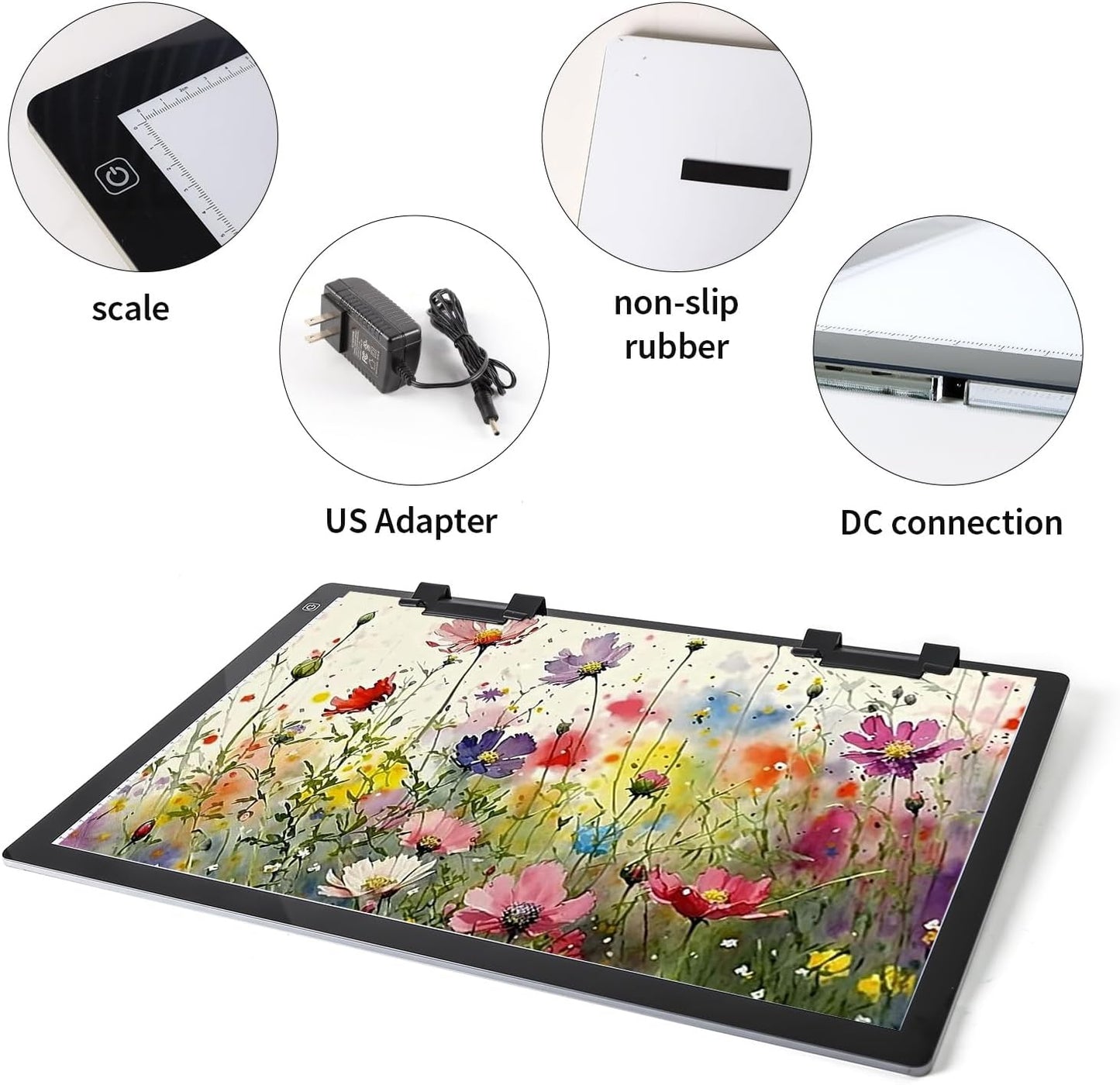 Zocelight A4 Light Pad for Diamond Art Kits for Adults,0.2" Ultra Thin Light Board with Stand and Clip for Diamond Painting Accessories,3 Levels Dimming Light Box for Drawing,Sketching,Animation