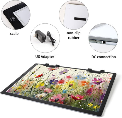 Zocelight A4 Light Pad for Diamond Art Kits for Adults,0.2" Ultra Thin Light Board with Stand and Clip for Diamond Painting Accessories,3 Levels Dimming Light Box for Drawing,Sketching,Animation