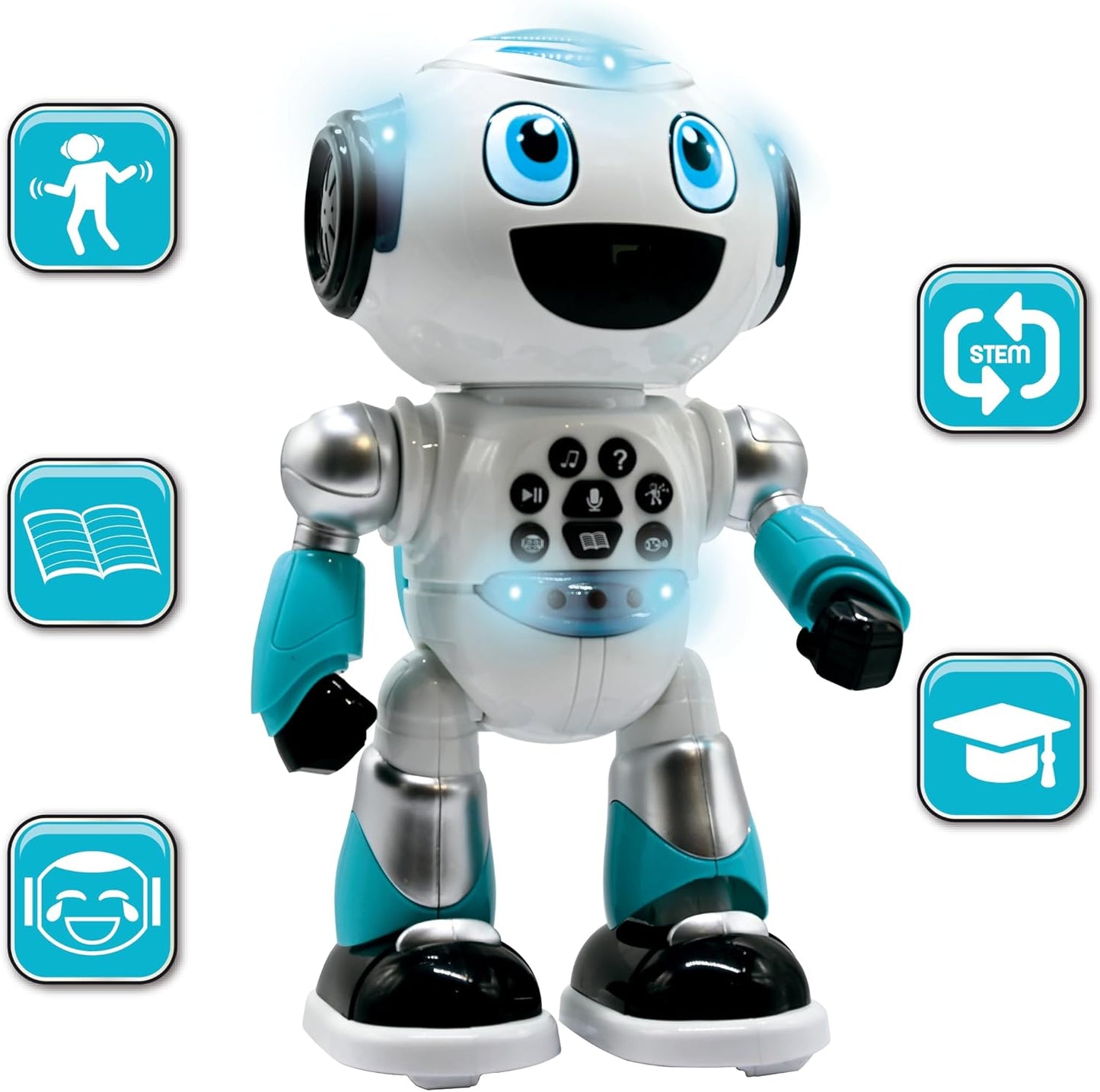 LEXiBOOK, Powerman Neo, My Robot Full of Technology, Remote Control and Gesture Control, Educational Activities in English, Programmable, Music and Dance, Sound and Light Effects, Blue/White, ROB18EN