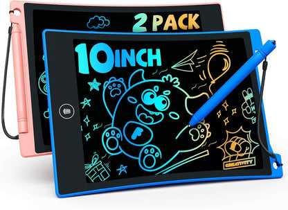 TEKFUN Kids Toys, 2Pcs LCD Writing Tablet with 4 Stylus, 8.5in Erasable Doodle Board Mess Free Drawing Pad for Kids, Car Trip Educational Toys Birthday for 3 4 5 6 7 Girls Boys