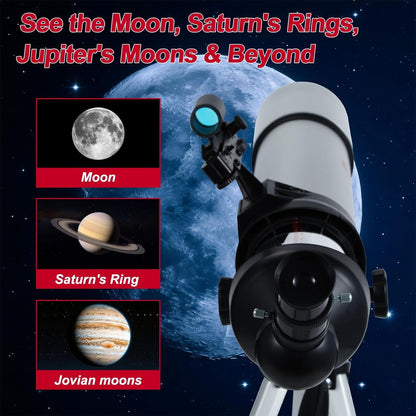 Telescope for Kids & Adults – 80mm Refractor Telescope with 600mm Focal Length, Tripod, Barlow Lens & Phone Adapter High Powered Astronomical Telescopes for Beginners, Telescopio para Adults