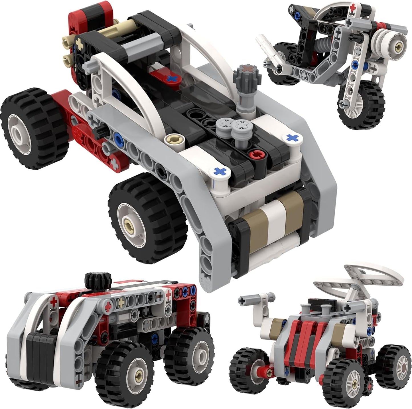 298 Pcs Technic-Parts-Set Axles-Gears-Pins-Beams-Bricks-Arms-Connectors-Wheels-Tires Compatible with Major Brand Building-Block MOC-Toy-Creations