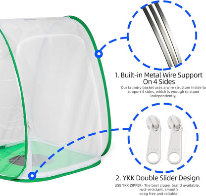 Outdoor Pop-up Large Insect and Butterfly Net Habitat，Windproof Trapezoidal Design，Collapsible Caterpillar Growing Mesh Cage Terrarium