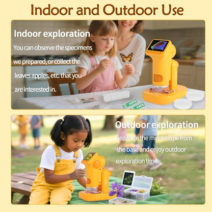 1600X Kids Microscope, Detachable Microscope for Kids Handheld Mini Digital Microscope with Photo Video Function, Rechargeable Educational Toys with 64GB, 6 Slides and Easter Gifts for Kids