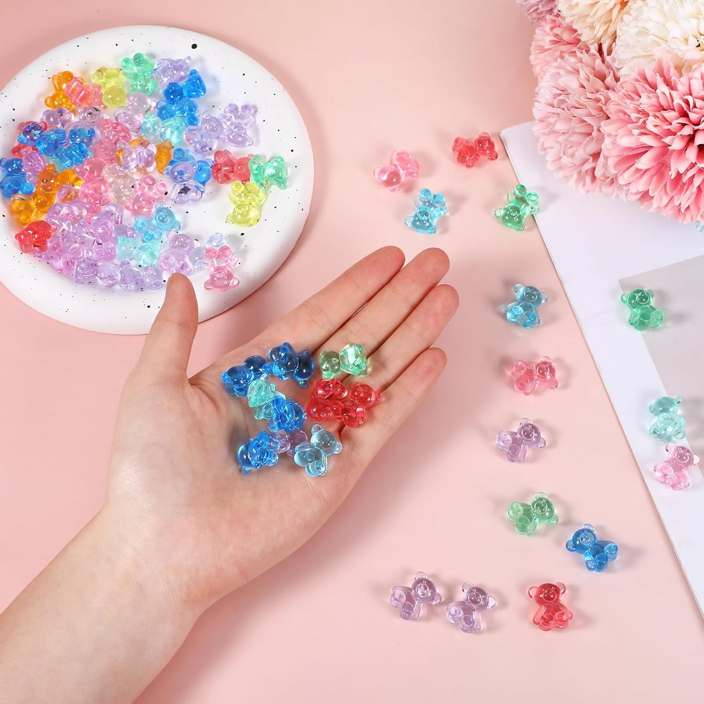 300Pcs Mini Resin Animals, Counting Bears Small Resin Tiny Mini Animals Figures to Hide Figurines in Bulk Sorting Bears, Counting Bear Math Manipulatives Small Trinkets Miniature Figurines for Desk