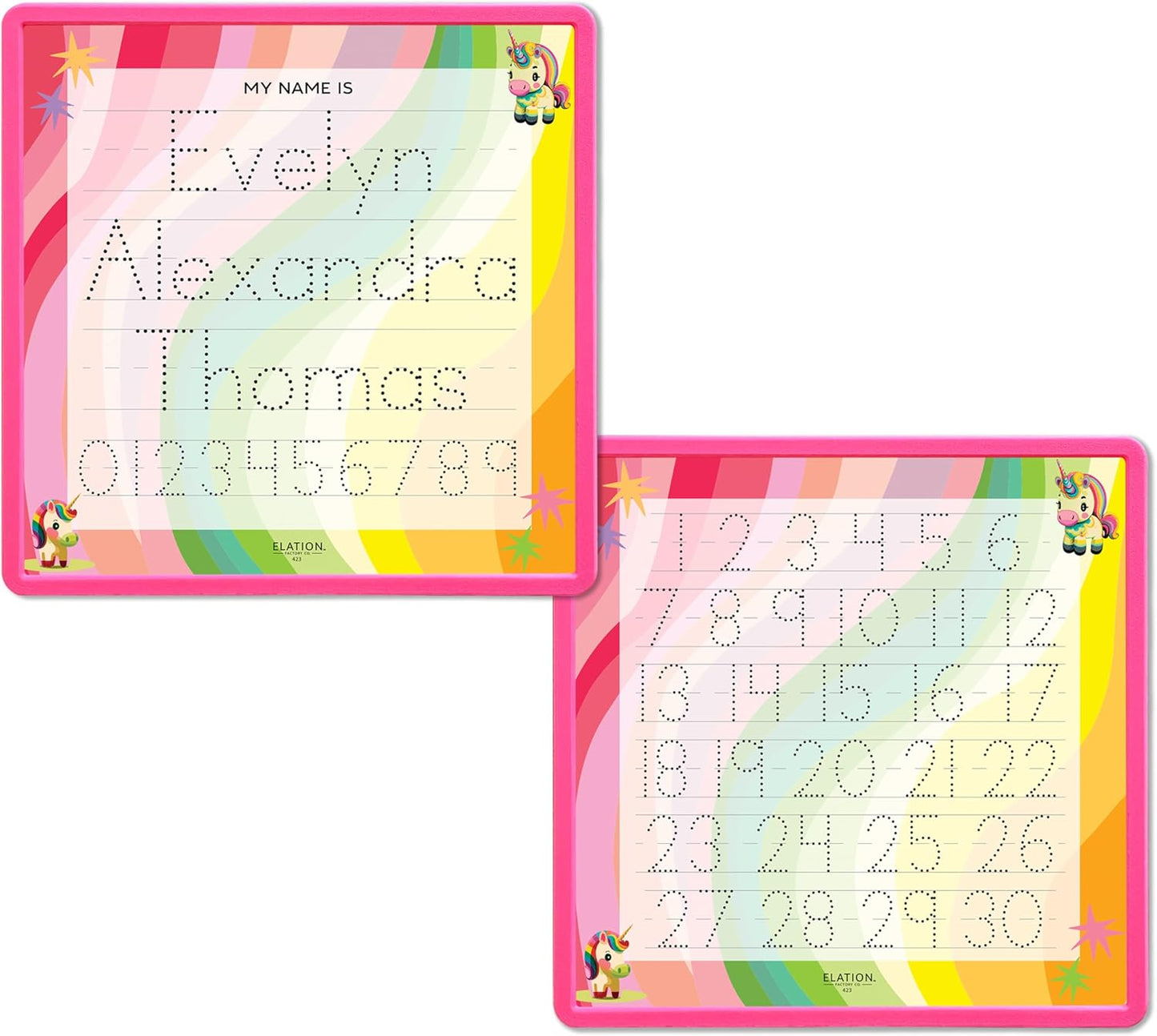 Kid's Name Tracing Board | Dry Erase Letter Tracing | Reusable Name Alphabet Tracing| Number Tracing | Personalized | Baby Unicorn Theme