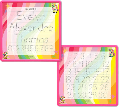 Kid's Name Tracing Board | Dry Erase Letter Tracing | Reusable Name Alphabet Tracing| Number Tracing | Personalized | Baby Unicorn Theme