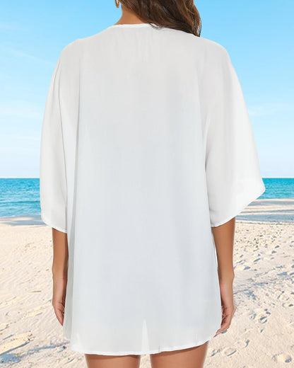 Womens Kimono Cardigans Beach Cover ups Swimwear Puff Sleeve Loose Casual Summer Tops 2026