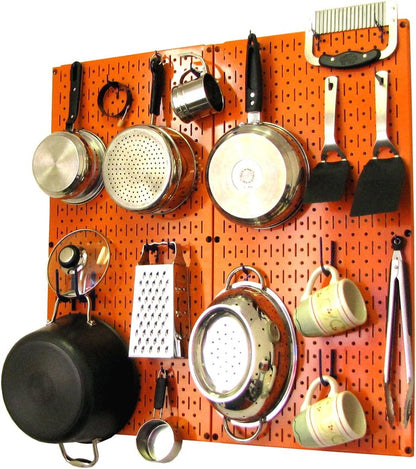 Wall Control Kitchen Pegboard Organizer Pots and Pans Storage Rack Organization Kit with Green Pegboard and White Accessories
