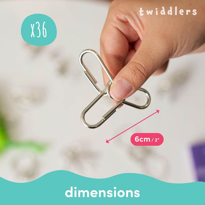 THE TWIDDLERS 36 Metal Brain Teaser Puzzles for Kids & Adults (4 Levels) - Disentanglement Mind Teaser Puzzles with Pouch - Party Favor, Educational Gift