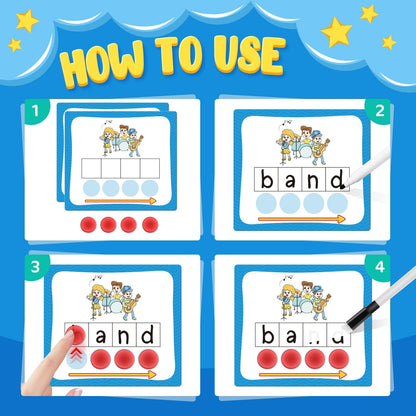 Torlam Elkonin Boxes Phonemic Awareness Phonics Games, Reading Spelling Sound Manipulatives Sight Word Flash Cards, Speech Therapy Toy Kindergarten Elementary Classroom Must Haves Homeschool Supplies