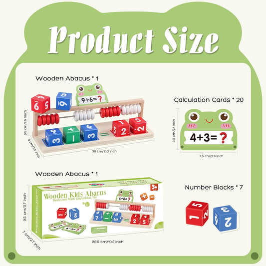 Wooden Math Learning Toys, Number Blocks Toys, Abacus for Kids Math,Montessori Toys for 3-5 Year Old Boys Girls Birthday Gifts