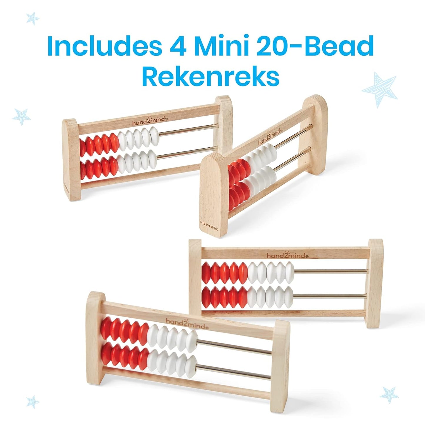 hand2mind Mini 20-Bead Wooden Rekenrek Class Set, Number Rack for Kids, Abacus for Kids, Counting Beads, Math Counters, Educational Toys for Elementary, Math Manipulatives (Set of 25)