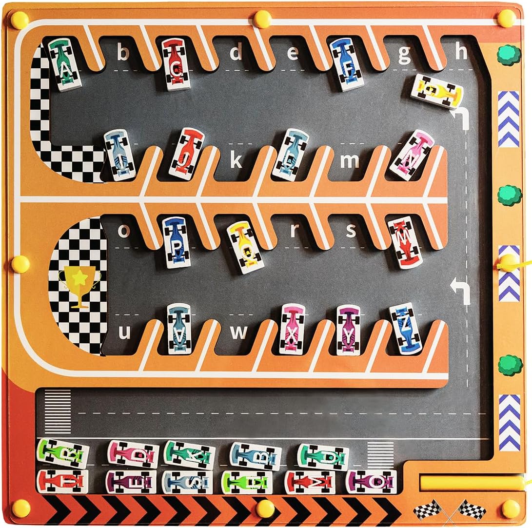 Magnetic Alphabet Maze, Montessori Toy for ABC Learning, Fine Motor Development and Problem-Solving Skills, Ages 3 4 5 6 Years