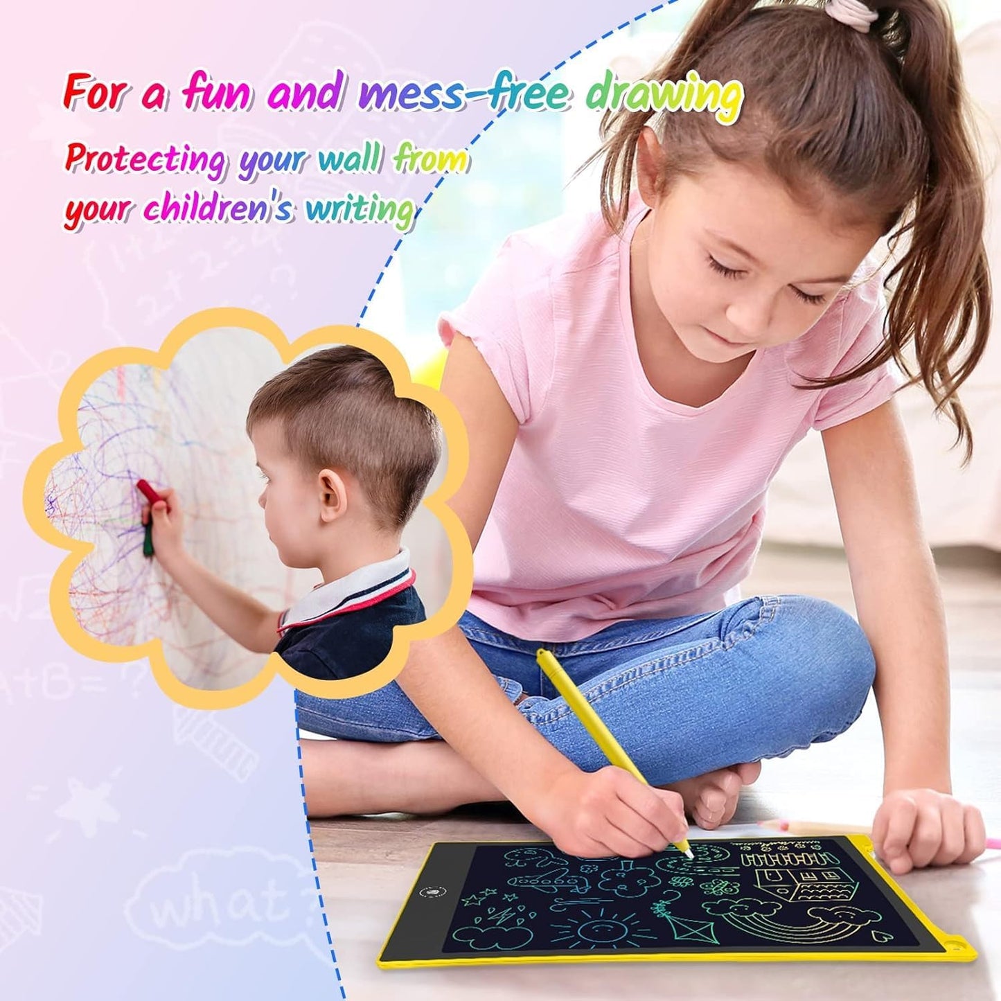 TECJOE 10 Inch 2 Pack LCD Writing Tablet, Colorful Doodle Board Drawing Tablet for Kids, No Mess Toddler Travel Learning Toys, Christmas Birthday Gifts for 3 4 5 6 7 8 Year Old Boys Girls Preschooler