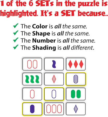 Set Card Games for Kids - Matching Game, Pool, Summer Toys, Pool, Travel Games, Memory, Learning Game, Multi-Player, Ages 6+