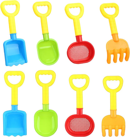 Skylety 8 Pieces Sand Shovels for Kids Colorful Plastic Rake Summer Beach Sand Sifter Shovel for Planting Digging Garden Tool Travel Beach Essentials