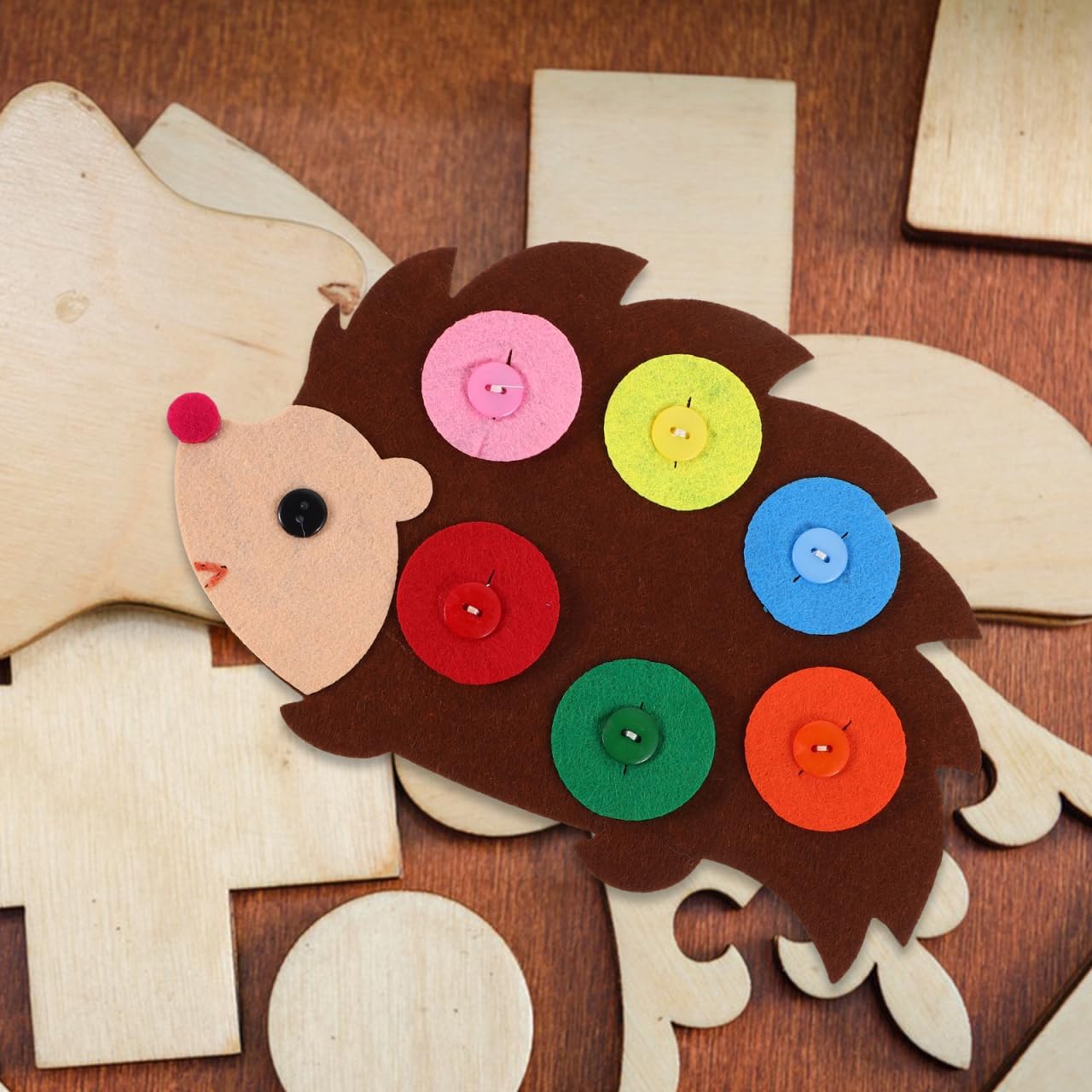 Totority Kids Button Art Toy DIY Felt Non Woven Craft Educational Sensory Board for Toddlers Enhancing Creativity Motor Skills Family Party Fun 9.13X5.78In