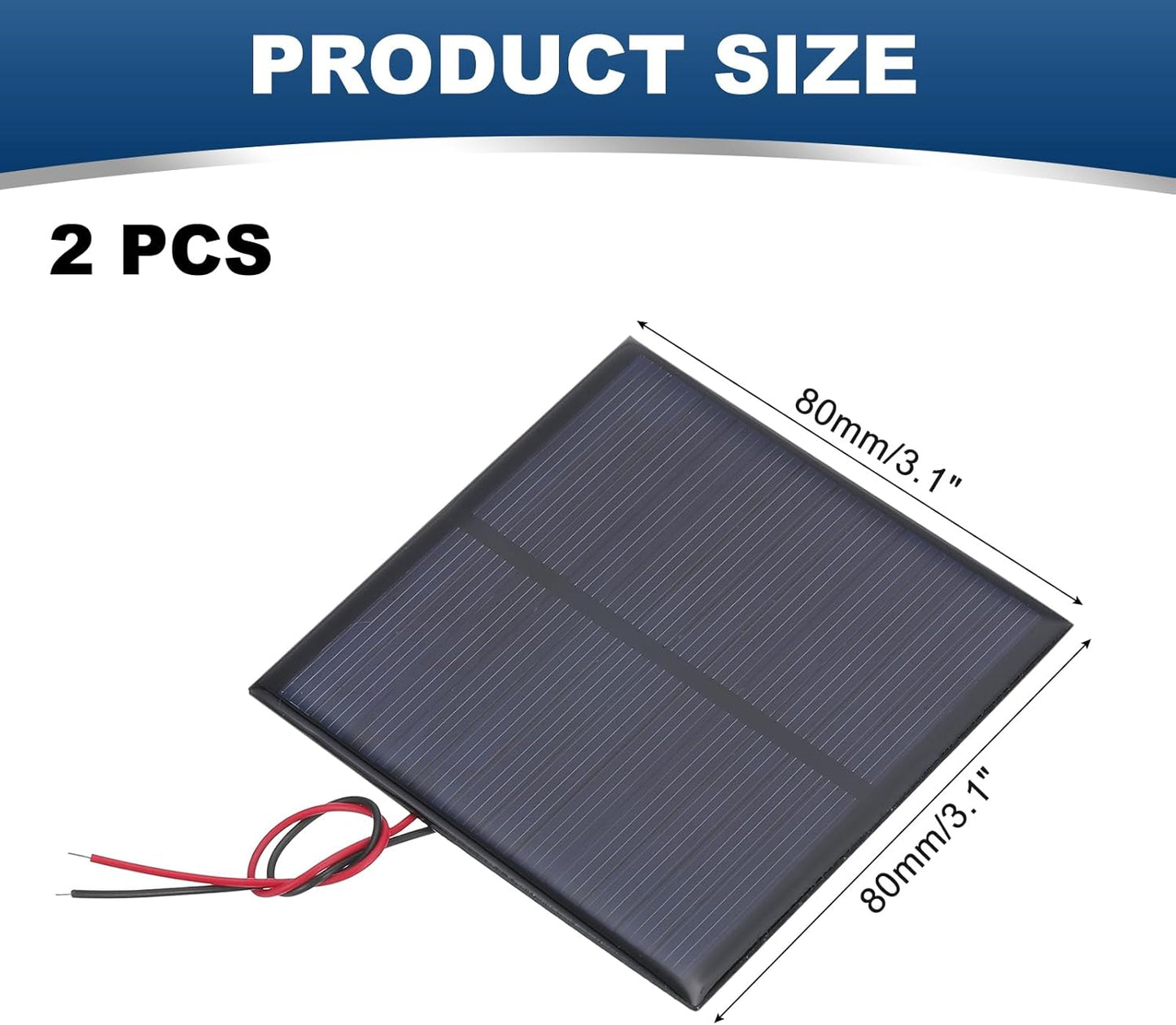 MECCANIXITY 2 Pcs 5.5V 0.44W 70mA Mini Solar Panels, Small Polycrystalline Solar Cell Panel with 2 Cable for DIY Electric Toy Materials Kits Charger, 60mm x 60mm