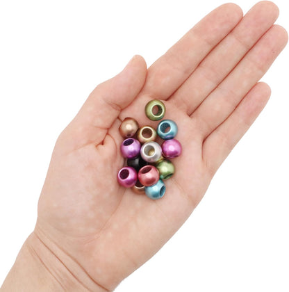 300 Acrylic Large Hole Beads for Crafts and for Hair 10mm x 12mm Acrylic Barrel Beads with 5.7mm Large Hole, Glossy Primary Assortment